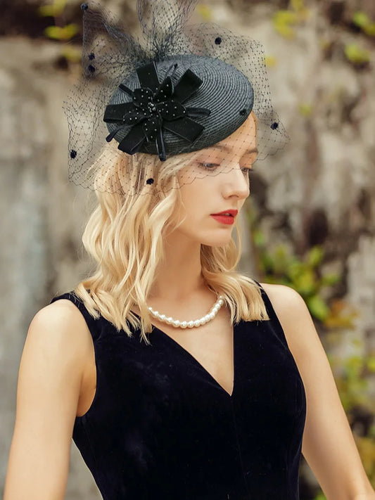 EE 2227  Tulle Kentucky Derby Hat /Headwear Elegant Hats/ Wedding/ Veil /Evening Headpiece/ Special Occasion / Party /Women