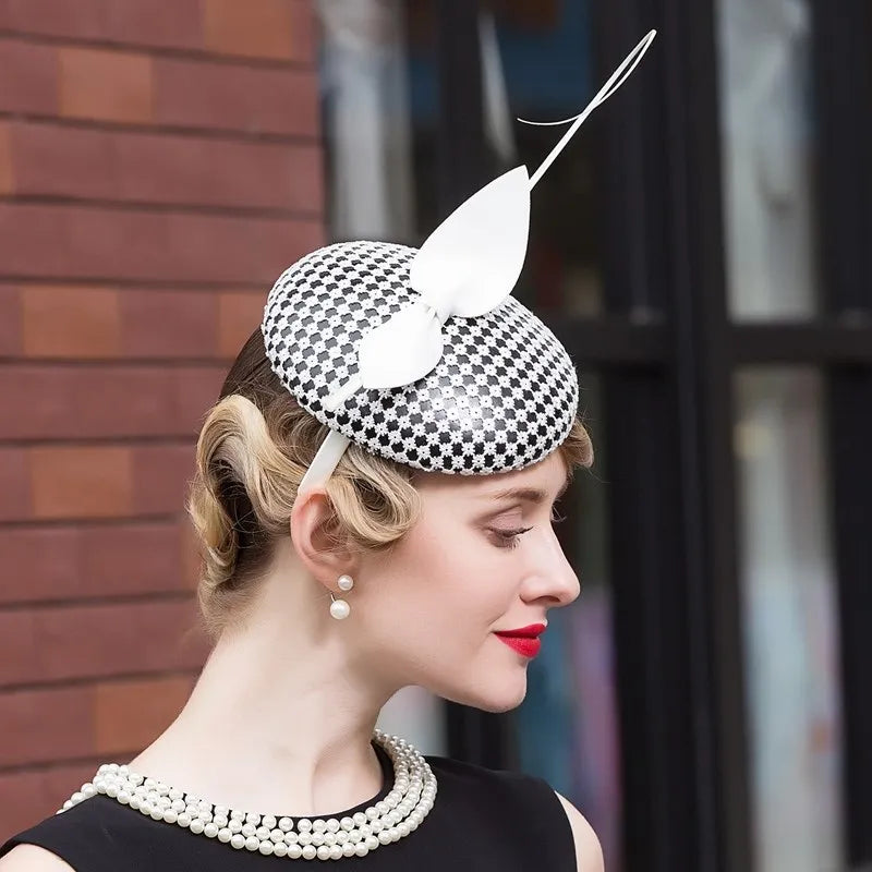 EE 2228 spring and summer new  joker banquet little hat on Europe and the United States women elegant yarn hat