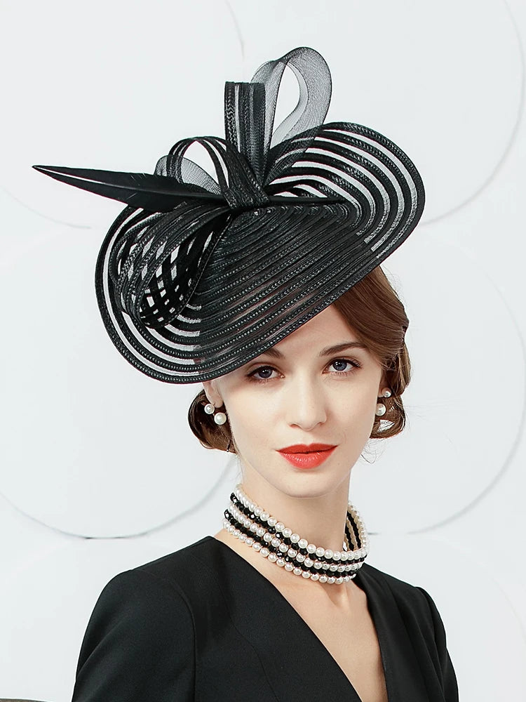 EE 2231 Spring and Summer/Bowknot/Sinamay/Elegant Feminine Style/birdcage veil/Special Occasion/Tulle Fabric Hats Headpiece