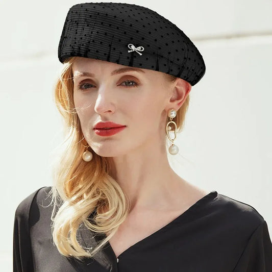 EE 2276  summer new  elegant temperament of England socialite restoring ancient ways diamond dome beret hat female summer