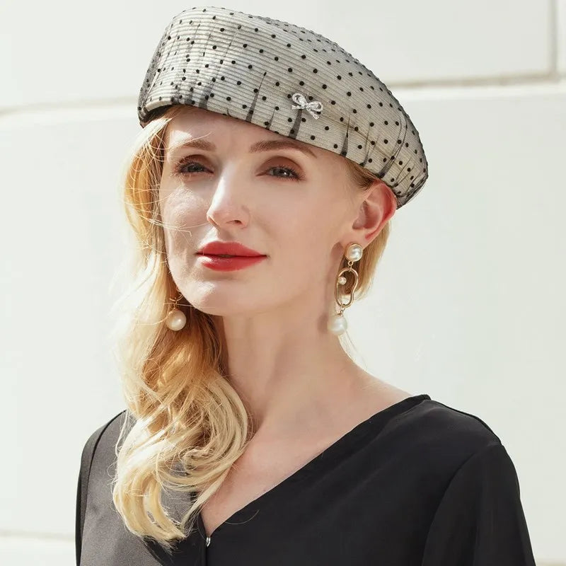 EE 2276  summer new  elegant temperament of England socialite restoring ancient ways diamond dome beret hat female summer