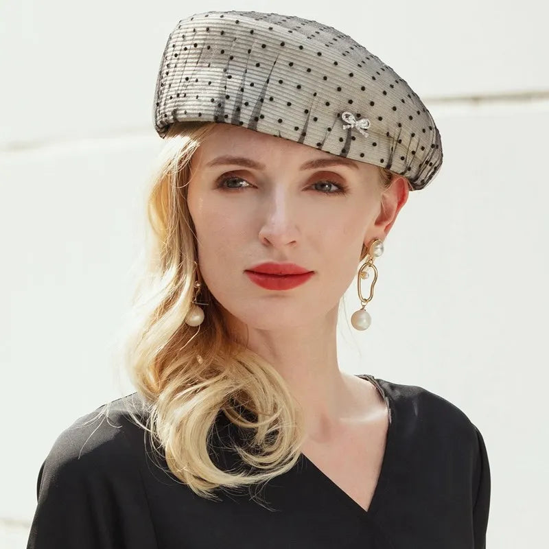 EE 2276  summer new  elegant temperament of England socialite restoring ancient ways diamond dome beret hat female summer