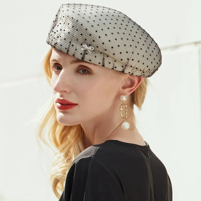EE 2276  summer new  elegant temperament of England socialite restoring ancient ways diamond dome beret hat female summer