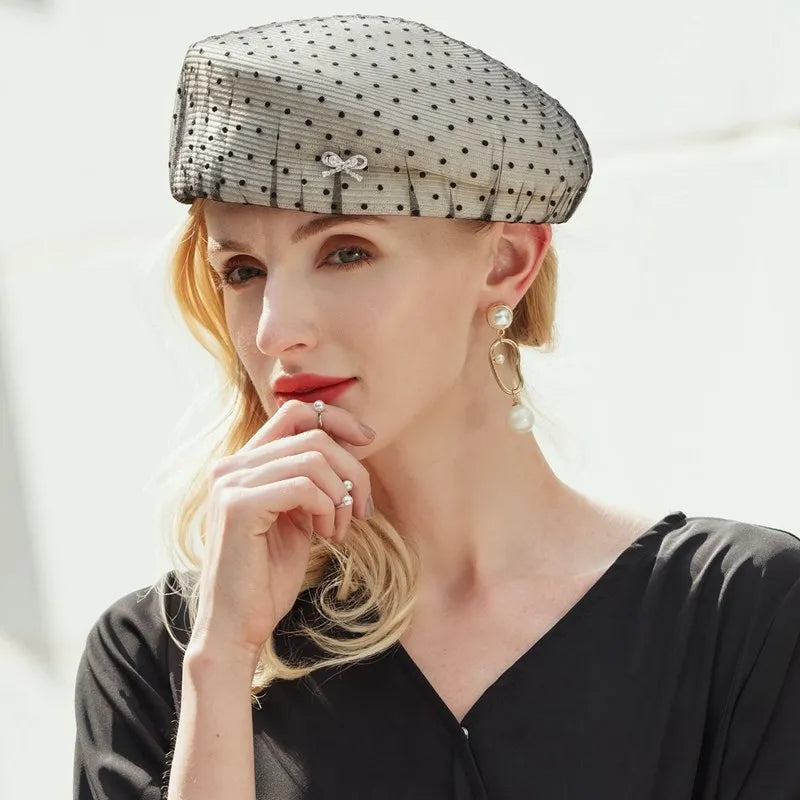 EE 2276  summer new  elegant temperament of England socialite restoring ancient ways diamond dome beret hat female summer