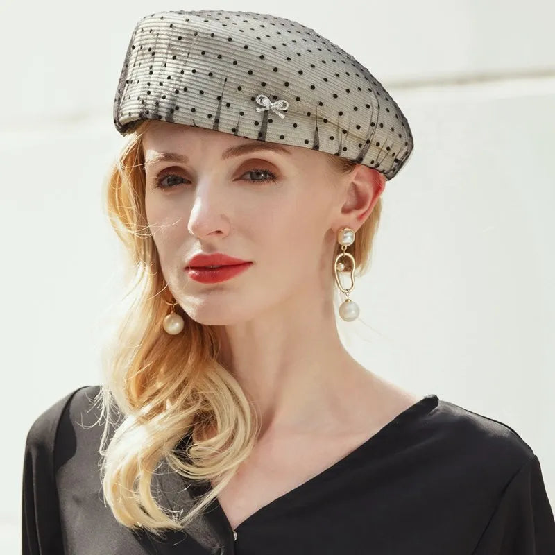 EE 2276  summer new  elegant temperament of England socialite restoring ancient ways diamond dome beret hat female summer