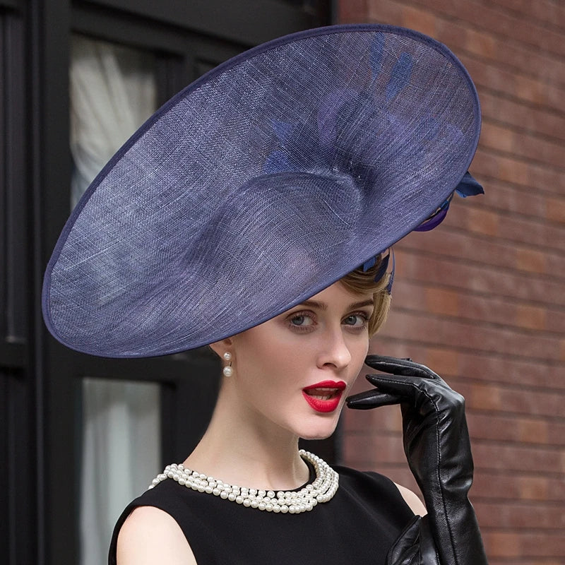 Elegant Sinamay Fascinator Hat, Floral Feather Detail, Wedding Tea Party Derby Headband 2278