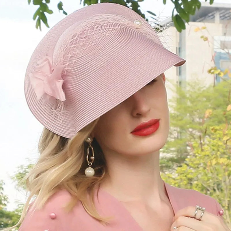EE 2281 summer new elegant sweet lovely temperament shade sunscreen in the summer of pearl hat hat female flowers