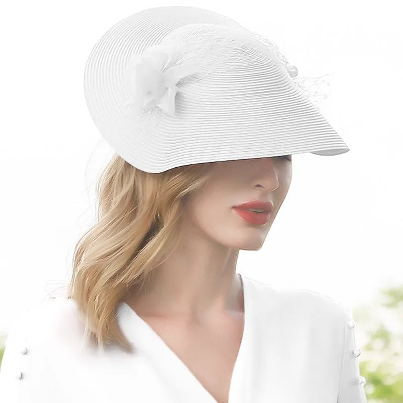 EE 2281 summer new elegant sweet lovely temperament shade sunscreen in the summer of pearl hat hat female flowers