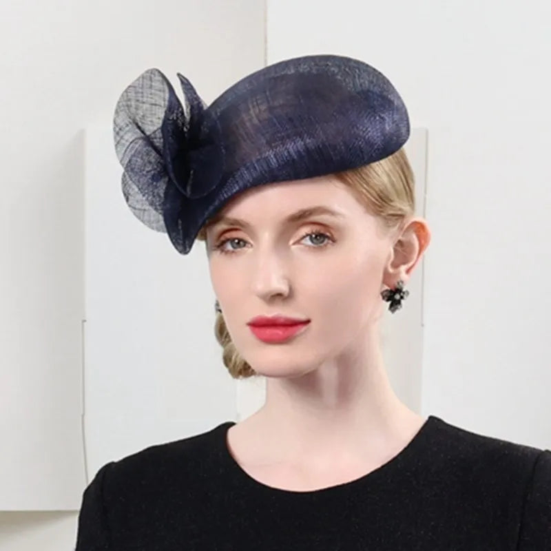 FADVES Hats Sinamay Bowler / Cloche Hat Saucer Hat Pillbox Hat Evening Party Cocktail Wedding British With Pure Color Lace Side Headpiece Headwear