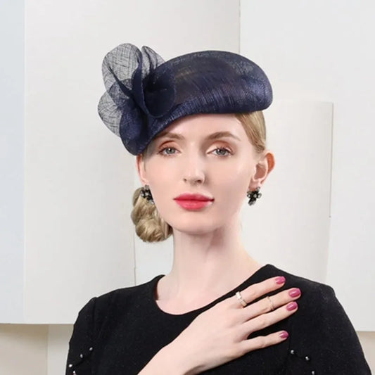 FADVES Hats Sinamay Bowler / Cloche Hat Saucer Hat Pillbox Hat Evening Party Cocktail Wedding British With Pure Color Lace Side Headpiece Headwear