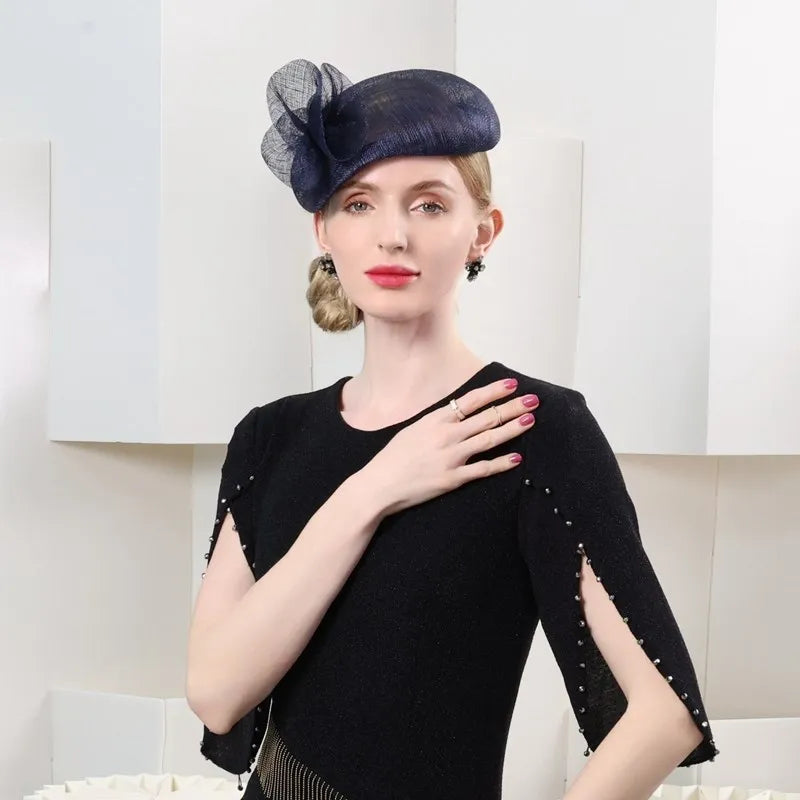 FADVES Hats Sinamay Bowler / Cloche Hat Saucer Hat Pillbox Hat Evening Party Cocktail Wedding British With Pure Color Lace Side Headpiece Headwear