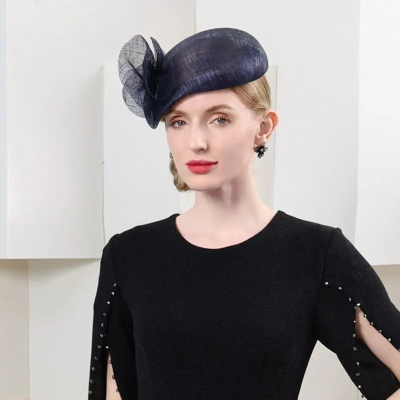 FADVES Hats Sinamay Bowler / Cloche Hat Saucer Hat Pillbox Hat Evening Party Cocktail Wedding British With Pure Color Lace Side Headpiece Headwear