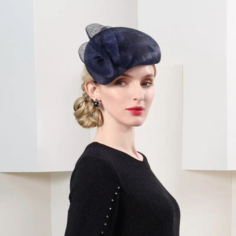 FADVES Hats Sinamay Bowler / Cloche Hat Saucer Hat Pillbox Hat Evening Party Cocktail Wedding British With Pure Color Lace Side Headpiece Headwear