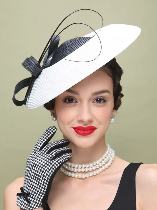 EE 2333  Spring and Summer /Feather / Kentucky Derby Hat /Fascinators Black White Weddings /Cocktail Derby Party /Elegant