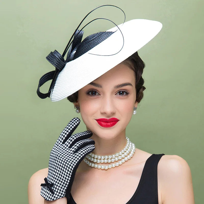 EE 2333  Spring and Summer /Feather / Kentucky Derby Hat /Fascinators Black White Weddings /Cocktail Derby Party /Elegant