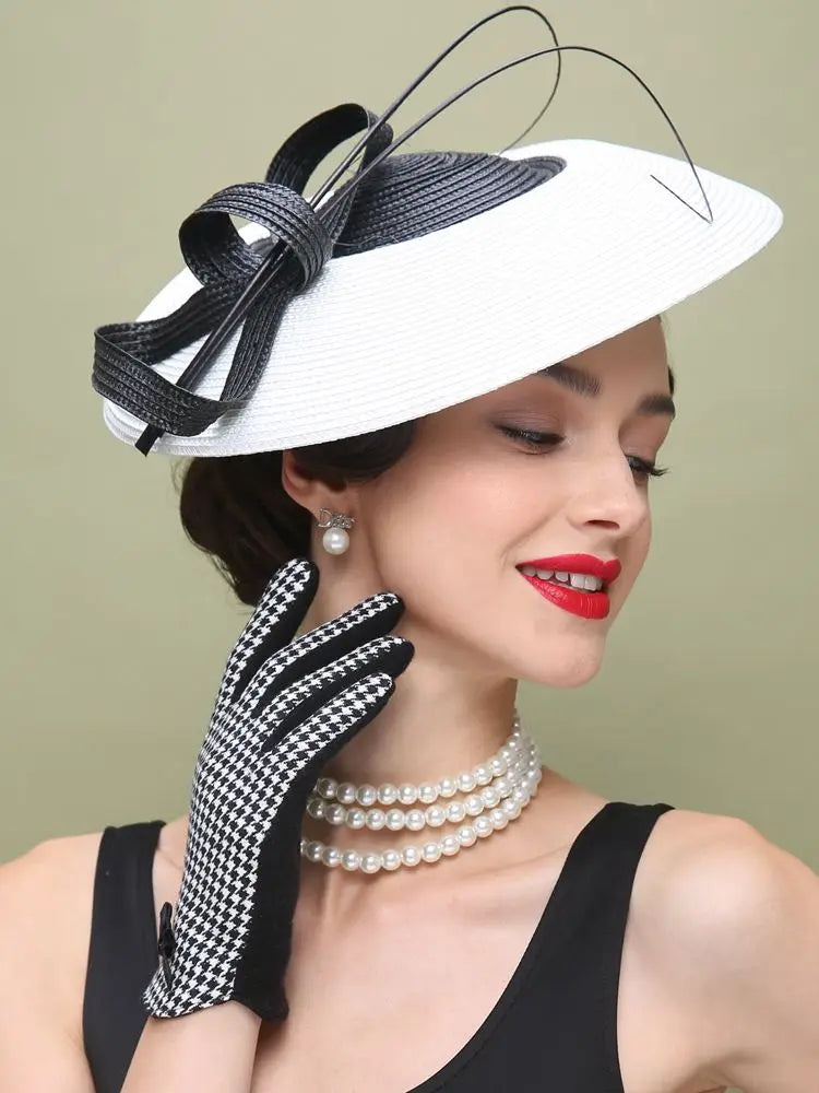 EE 2333  Spring and Summer /Feather / Kentucky Derby Hat /Fascinators Black White Weddings /Cocktail Derby Party /Elegant