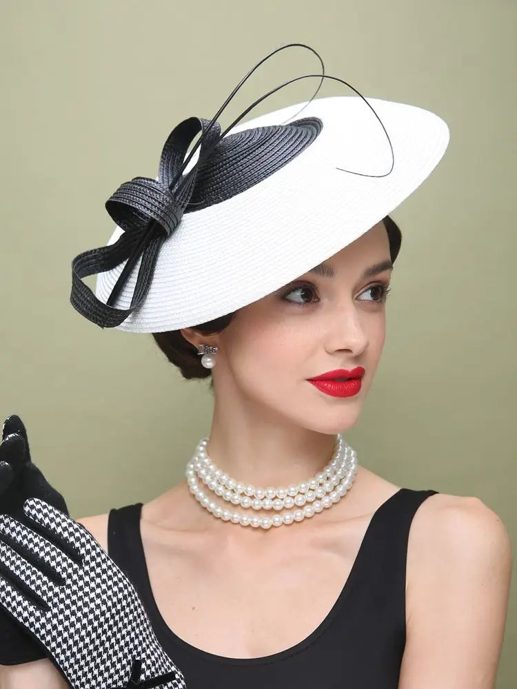 EE 2333  Spring and Summer /Feather / Kentucky Derby Hat /Fascinators Black White Weddings /Cocktail Derby Party /Elegant