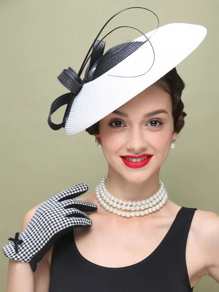 EE 2333  Spring and Summer /Feather / Kentucky Derby Hat /Fascinators Black White Weddings /Cocktail Derby Party /Elegant