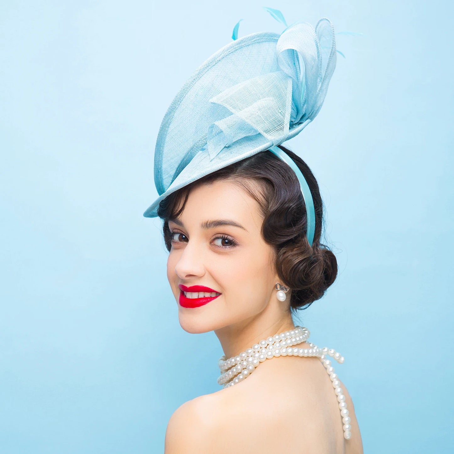 EE 2335 Spring and Summer/Elegant/Stylish/Bowknot/Feather/Special Occasion/Fascinator Hat/Sinamay/Tulle Fabric Hats Headpiece