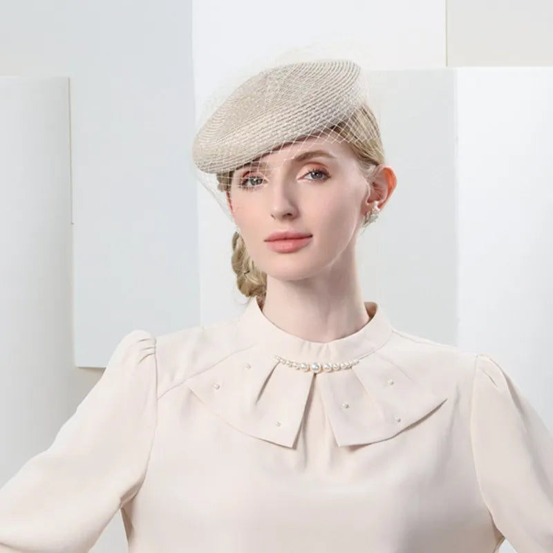 EE 2337  the new spring/summer 2023 to restore ancient ways the joker painter thin white gauze cap decorated breathable berets