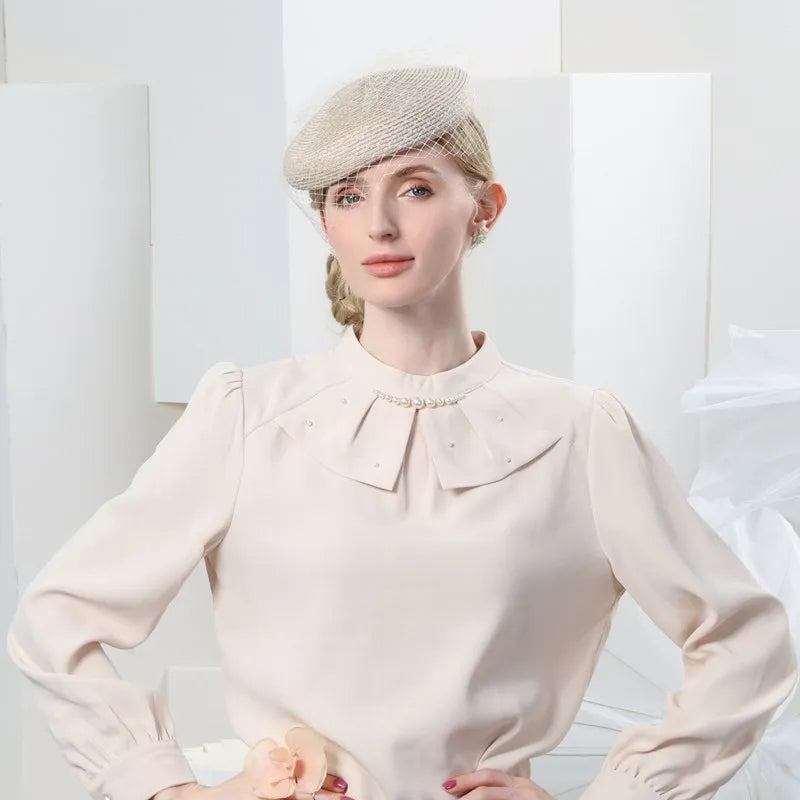EE 2337  the new spring/summer 2023 to restore ancient ways the joker painter thin white gauze cap decorated breathable berets