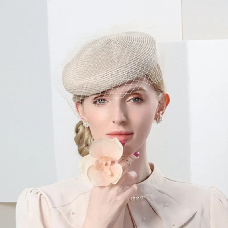 EE 2337  the new spring/summer 2023 to restore ancient ways the joker painter thin white gauze cap decorated breathable berets