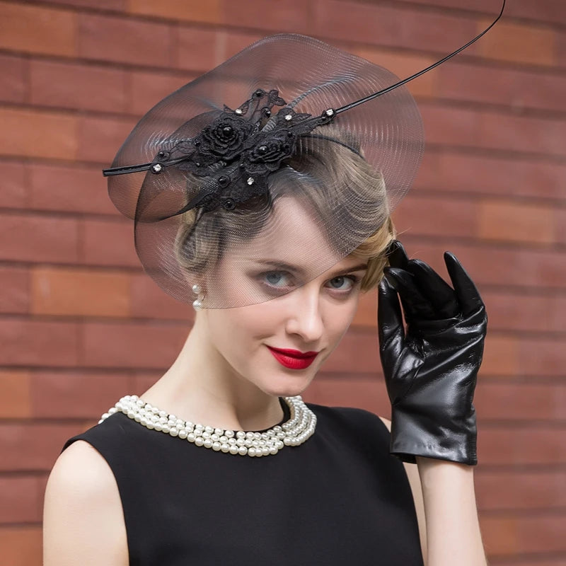 EE 2338 Spring and Summer/Stylish/Flowers/Ostrich Quills/Pearls/Horsetail Yarn/Evening Headpiece/Fascinator Hat/Polyester Hats