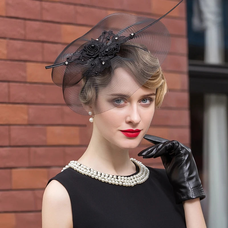 EE 2338 Spring and Summer/Stylish/Flowers/Ostrich Quills/Pearls/Horsetail Yarn/Evening Headpiece/Fascinator Hat/Polyester Hats