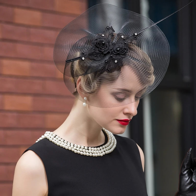 EE 2338 Spring and Summer/Stylish/Flowers/Ostrich Quills/Pearls/Horsetail Yarn/Evening Headpiece/Fascinator Hat/Polyester Hats