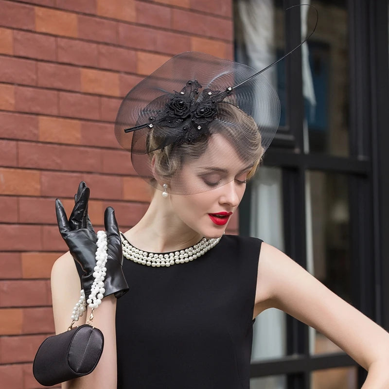 EE 2338 Spring and Summer/Stylish/Flowers/Ostrich Quills/Pearls/Horsetail Yarn/Evening Headpiece/Fascinator Hat/Polyester Hats