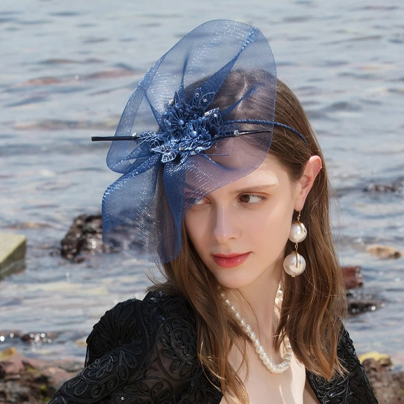 EE 2338 Spring and Summer/Stylish/Flowers/Ostrich Quills/Pearls/Horsetail Yarn/Evening Headpiece/Fascinator Hat/Polyester Hats