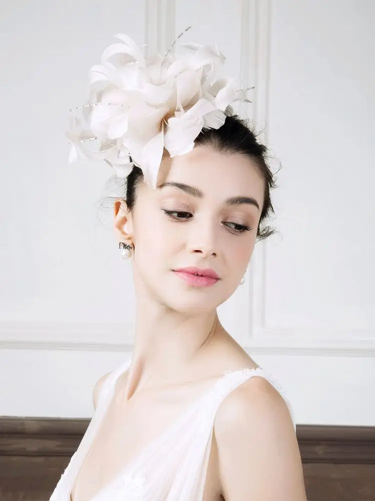 EE 2344 Spring and Summer /Fascinators Flowers /Special Occasion /Evening Headpiece /Church Wedding/Feather Hair Accessories