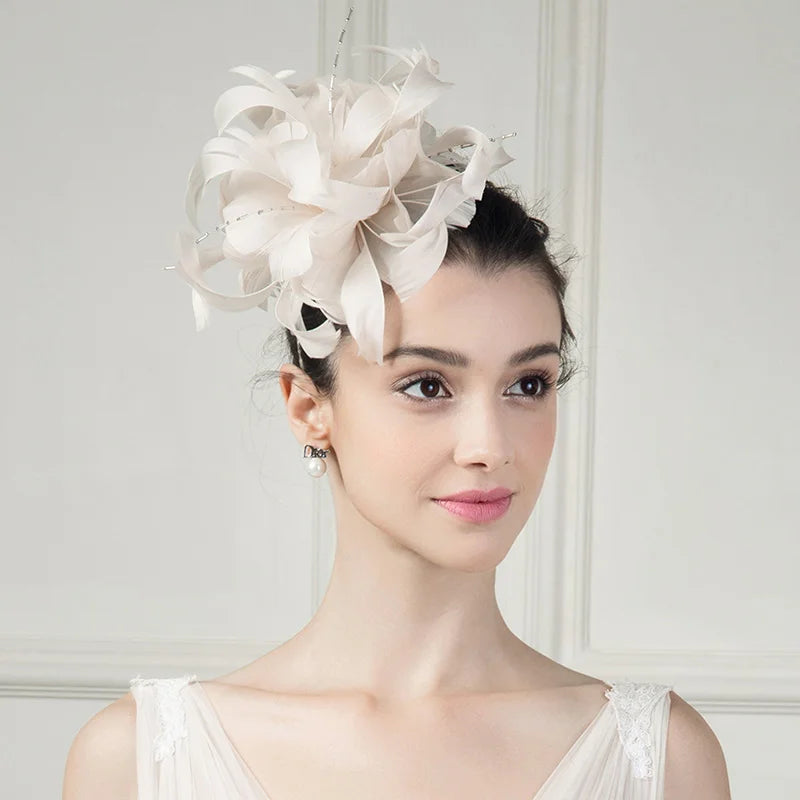 EE 2344 Spring and Summer /Fascinators Flowers /Special Occasion /Evening Headpiece /Church Wedding/Feather Hair Accessories