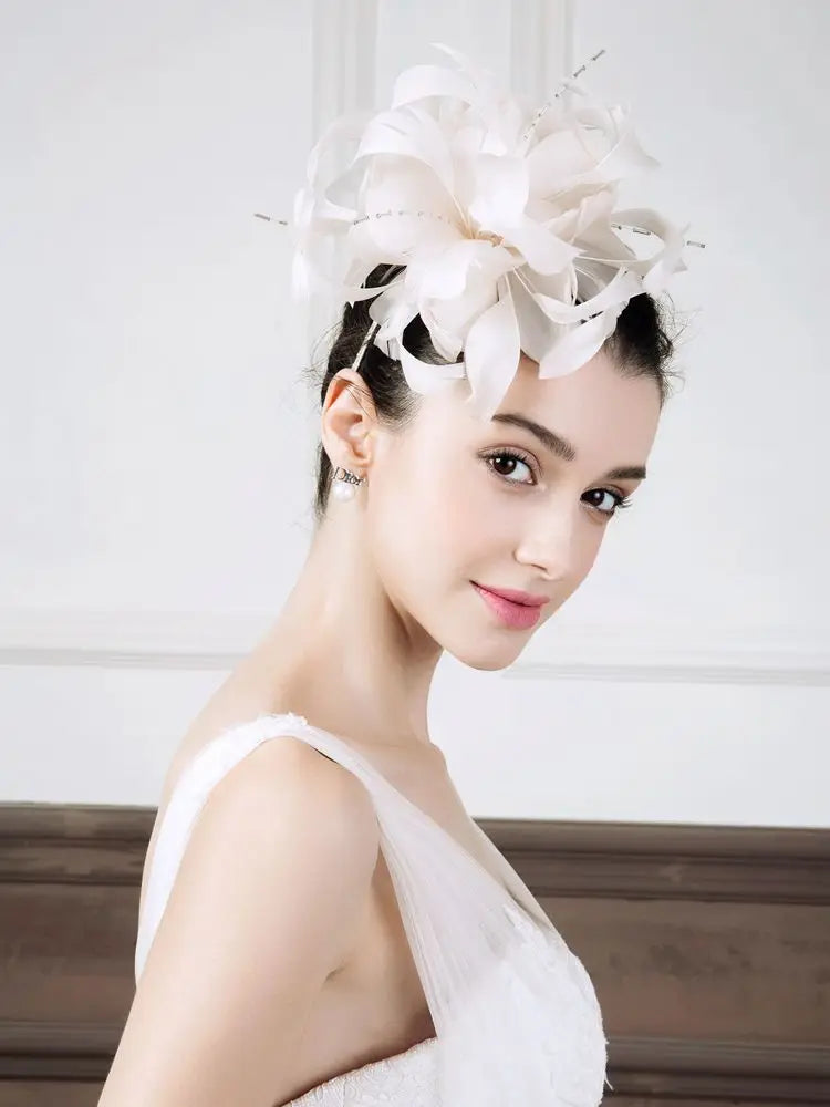 EE 2344 Spring and Summer /Fascinators Flowers /Special Occasion /Evening Headpiece /Church Wedding/Feather Hair Accessories