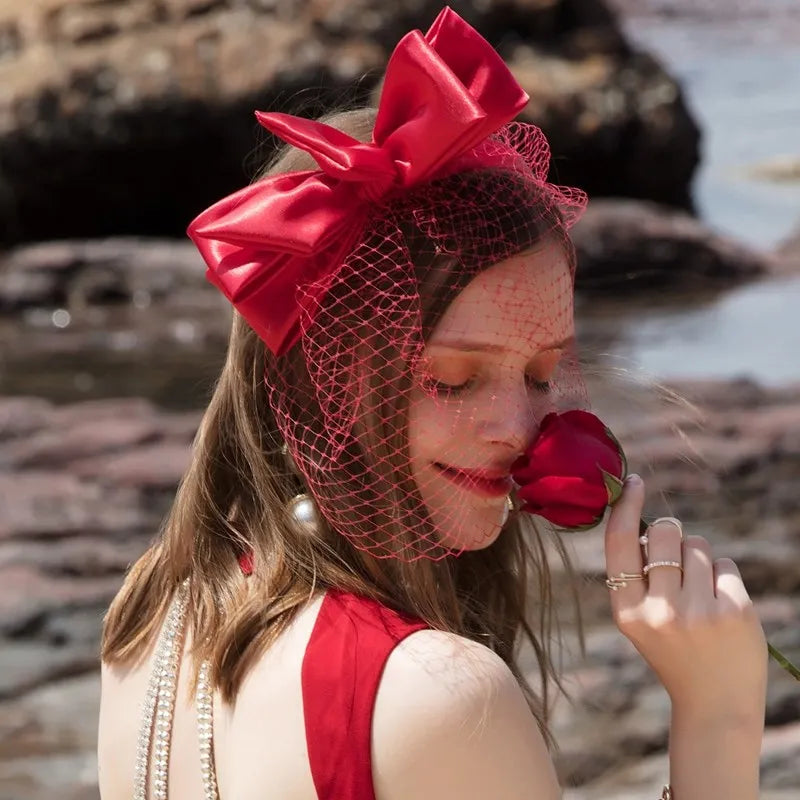 EE 2348 British  elegant aristocratic face net yarn bowknot party dress color hair hat female xia ding cloth