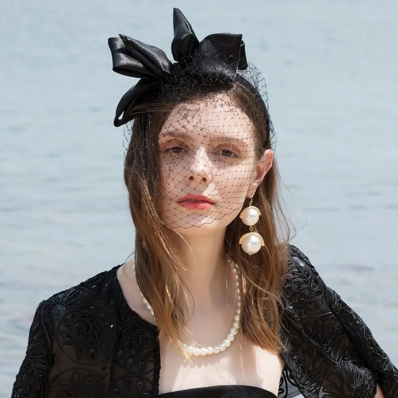 EE 2348 British  elegant aristocratic face net yarn bowknot party dress color hair hat female xia ding cloth