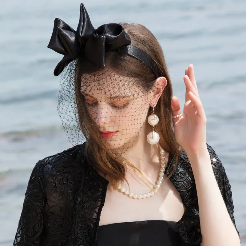EE 2348 British  elegant aristocratic face net yarn bowknot party dress color hair hat female xia ding cloth