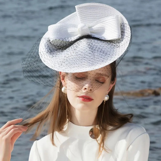 EE 2349 British elegant aristocratic  dress party hat shading female summer sun block uv hat