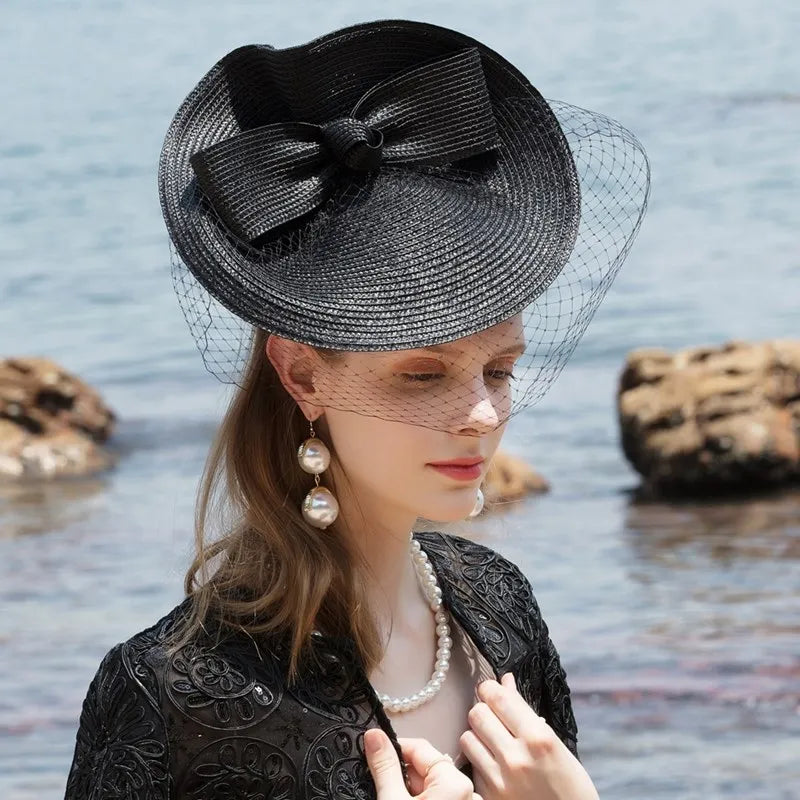 EE 2349 British elegant aristocratic  dress party hat shading female summer sun block uv hat
