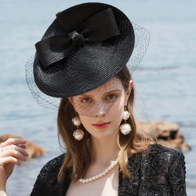 EE 2349 British elegant aristocratic  dress party hat shading female summer sun block uv hat