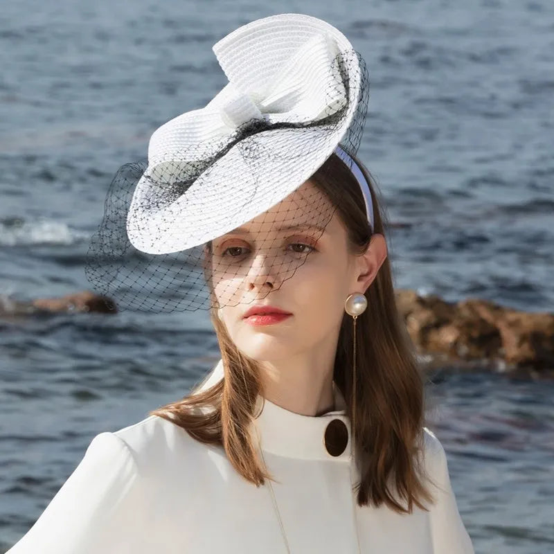 EE 2349 British elegant aristocratic  dress party hat shading female summer sun block uv hat