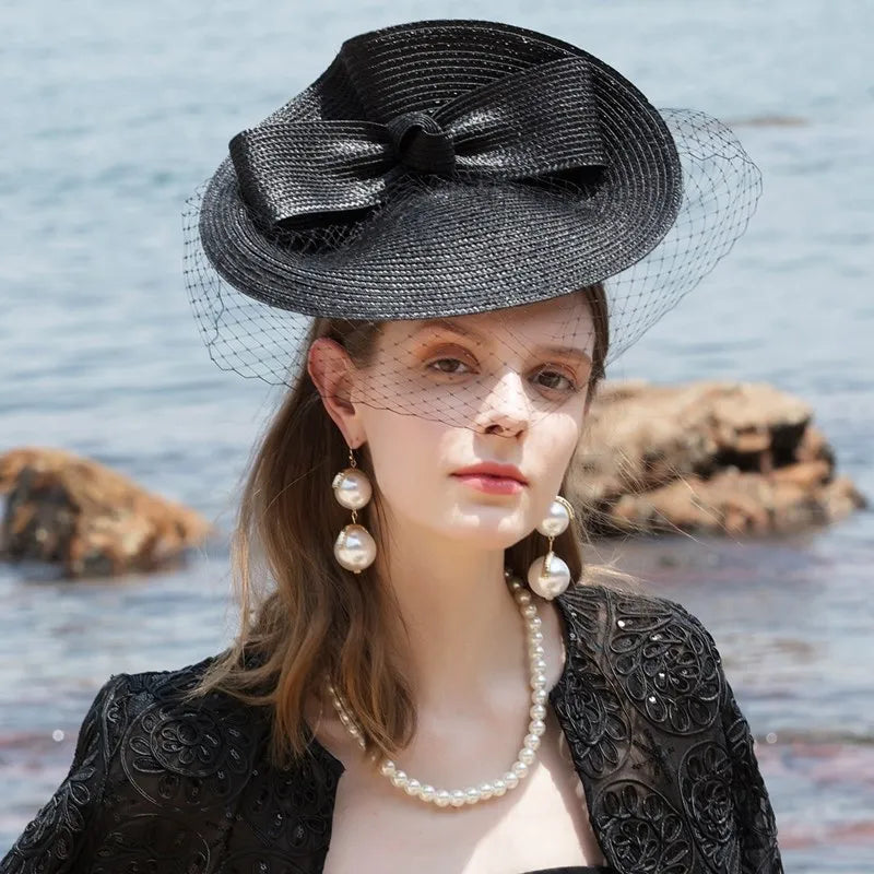 EE 2349 British elegant aristocratic  dress party hat shading female summer sun block uv hat
