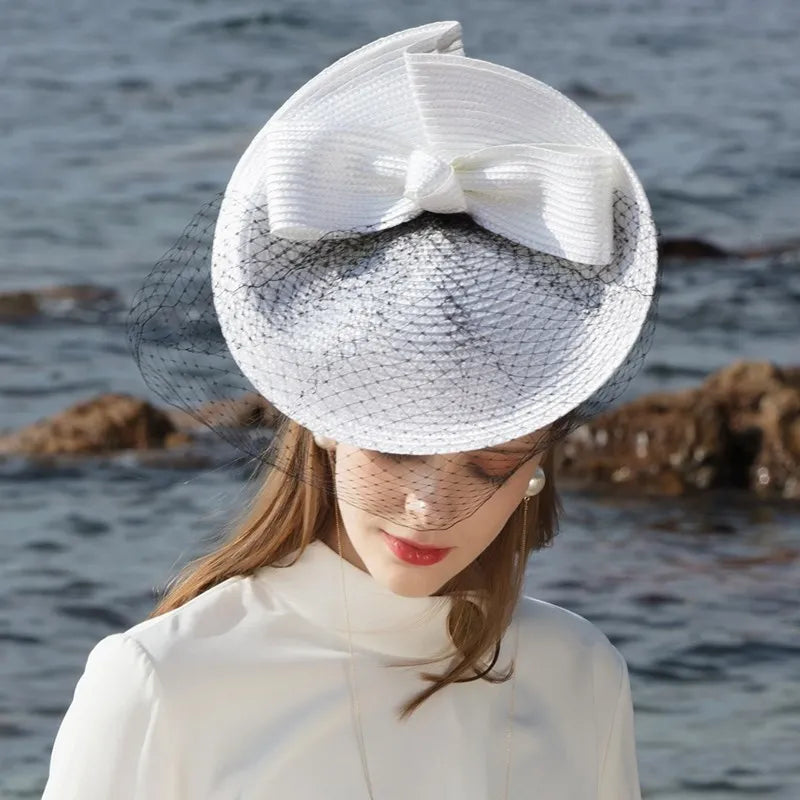 EE 2349 British elegant aristocratic  dress party hat shading female summer sun block uv hat