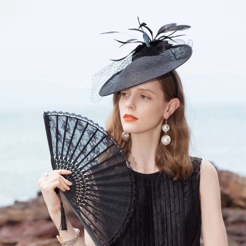 EE 2356 Spring and Summer/Elegant/Stylish/Feather/Veil/Tulle/Special Occasion/Evening Headpiece/Tulle Fabric Hats Headpiece
