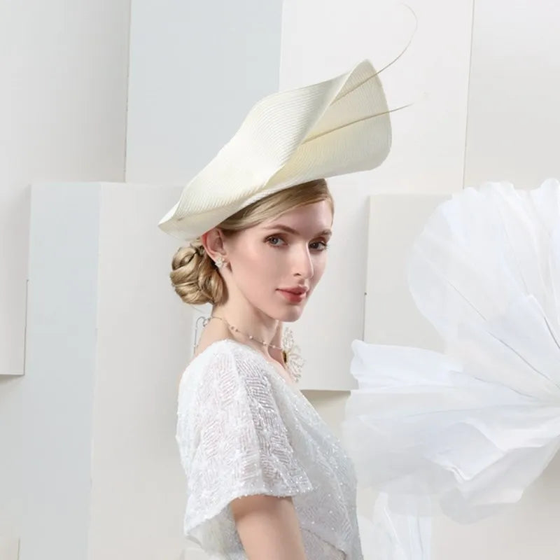 Hats Headwear Natural Fiber synthetic fibre Straw Hat Saucer Hat Cloche Hat Evening Party Horse Race Retro British With Bowknot Cap Headpiece Headwear
