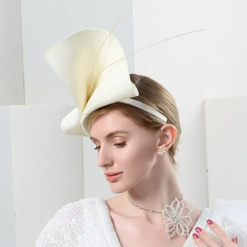 Hats Headwear Natural Fiber synthetic fibre Straw Hat Saucer Hat Cloche Hat Evening Party Horse Race Retro British With Bowknot Cap Headpiece Headwear