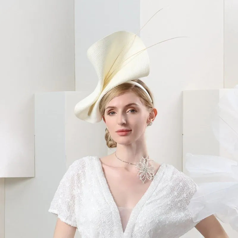 Hats Headwear Natural Fiber synthetic fibre Straw Hat Saucer Hat Cloche Hat Evening Party Horse Race Retro British With Bowknot Cap Headpiece Headwear