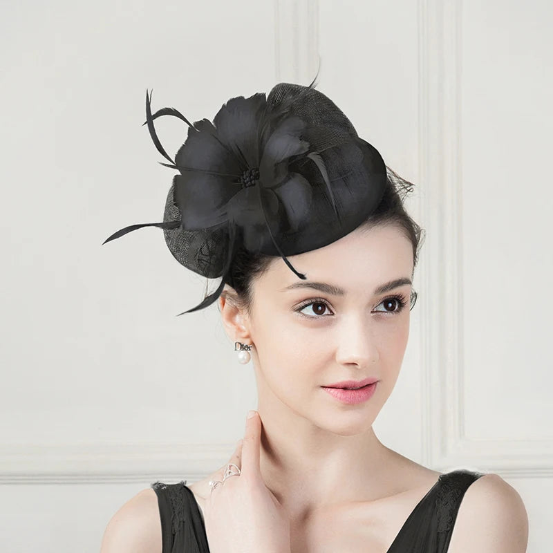 EE 2367 Spring and Summer/Sinamay/White Wedding Hat/Evening Headpiece/Cocktail Derby Party/Church Wedding /Fascinators Flowers