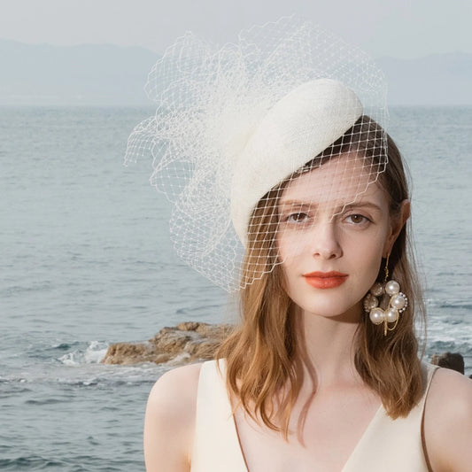 EE 2379 Spring and Summer/Tulle/Sinamay/Elegant Feminine Style/birdcage veil/Special Occasion/Tulle Fabric Hats Headpiece