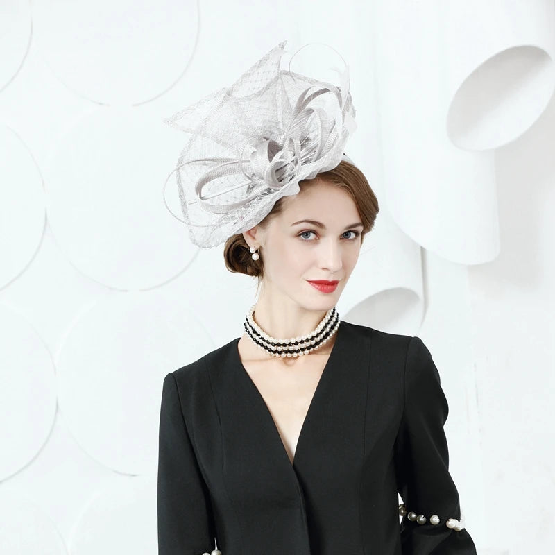 EE 2381 Spring and Summer/Delicate/Feather Flower/Bowknot/Sinamay/Party/Evening Headpiece/Tulle Fabric Hats Headpiece